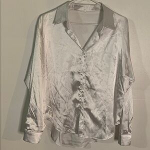 SHEIN Silver Satin Blouse